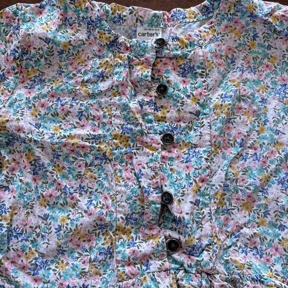 Carter's Girls Size 5 Dress Floral Viscose Pastel Long Sleeve - Picture 2 of 5